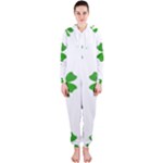 St Patrick Clover Shamrock Emoji Hooded Jumpsuit (Ladies)