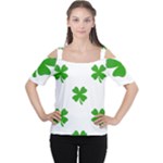 St Patrick Clover Shamrock Emoji Women s Cutout Shoulder Tee