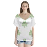 st patricks clover beer V-Neck Flutter Sleeve Top