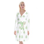 st patricks clover beer Long Sleeve Velvet Front Wrap Dress