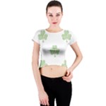 st patricks clover beer Crew Neck Crop Top