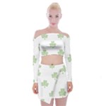 st patricks clover beer Off Shoulder Top with Skirt Set