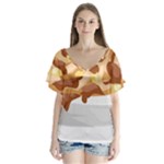 Poutine V-Neck Flutter Sleeve Top