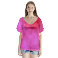 V-Neck Flutter Sleeve Top 