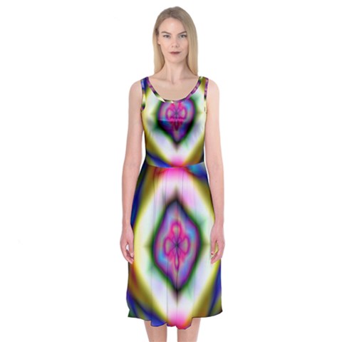 Rippled Geometry  Midi Sleeveless Dress from ArtsNow.com