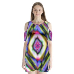 Rippled Geometry  Shoulder Cutout Velvet  One Piece from ArtsNow.com