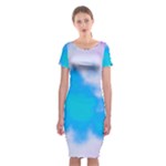 Blue And Purple Clouds Classic Short Sleeve Midi Dress