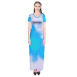 Blue And Purple Clouds Short Sleeve Maxi Dress