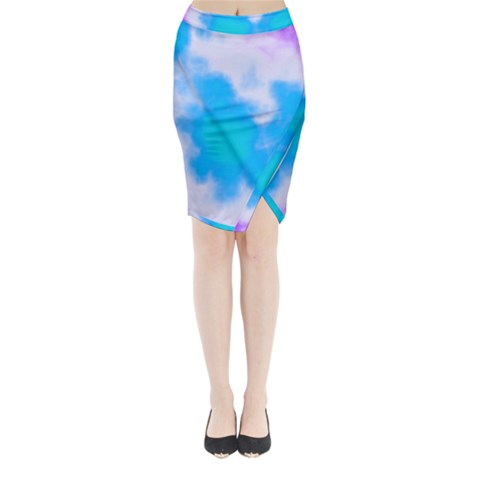 Blue And Purple Clouds Midi Wrap Pencil Skirt from ArtsNow.com