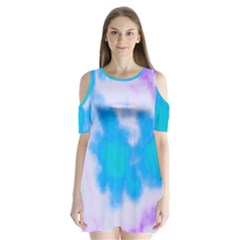 Blue And Purple Clouds Shoulder Cutout Velvet  One Piece from ArtsNow.com