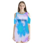 Blue And Purple Clouds Shoulder Cutout Velvet  One Piece