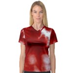 Cherry Cream Sky Women s V-Neck Sport Mesh Tee