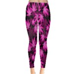 Dark Pink Cannabis Marijuana Leggings 