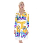 Easter egg Emoji Long Sleeve Velvet Front Wrap Dress