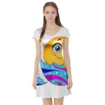 Easter egg Emoji Short Sleeve Skater Dress