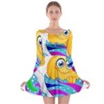 Easter egg Emoji Long Sleeve Skater Dress