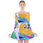 Easter egg Emoji Long Sleeve Velvet Skater Dress