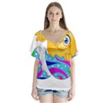 Easter egg Emoji V-Neck Flutter Sleeve Top