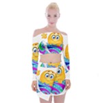 Easter egg Emoji Off Shoulder Top with Skirt Set