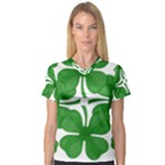 4 leaf clover Women s V-Neck Sport Mesh Tee