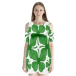 4 leaf clover Shoulder Cutout Velvet  One Piece