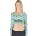 blue durians Long Sleeve Crop Top (Tight Fit)