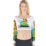 Emoji Mermaid Long Sleeve Crop Top (Tight Fit)