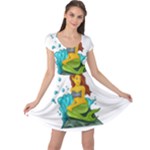 Emoji Mermaid Cap Sleeve Dress