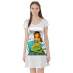 Emoji Mermaid Short Sleeve Skater Dress