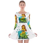 Emoji Mermaid Long Sleeve Skater Dress