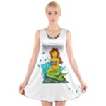 Emoji Mermaid V-Neck Sleeveless Dress