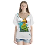 Emoji Mermaid V-Neck Flutter Sleeve Top