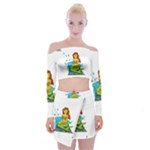 Emoji Mermaid Off Shoulder Top with Skirt Set