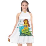 Emoji Mermaid Halter Neckline Chiffon Dress 