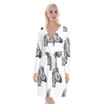 Emoji Zebra Long Sleeve Velvet Front Wrap Dress