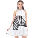 Emoji Zebra Halter Neckline Chiffon Dress 