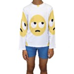 Emoji Rolling Eyes Kids  Long Sleeve Swimwear