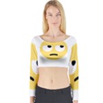 Emoji Rolling Eyes Long Sleeve Crop Top (Tight Fit)