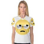 Emoji Rolling Eyes Women s V-Neck Sport Mesh Tee