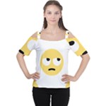 Emoji Rolling Eyes Women s Cutout Shoulder Tee