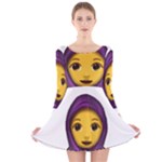 Emoji Hajib Long Sleeve Velvet Skater Dress