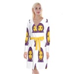 Emoji Hajib Long Sleeve Velvet Front Wrap Dress