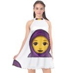 Emoji Hajib Halter Neckline Chiffon Dress 