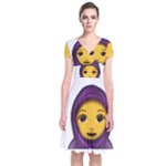 Emoji Hajib Short Sleeve Front Wrap Dress