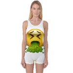 Emoji Puking One Piece Boyleg Swimsuit