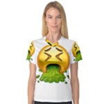 Emoji Puking Women s V-Neck Sport Mesh Tee