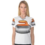 Emoji Curling Stone Women s V-Neck Sport Mesh Tee