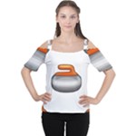 Emoji Curling Stone Women s Cutout Shoulder Tee