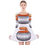 Emoji Curling Stone Long Sleeve Velvet Skater Dress