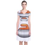 Emoji Curling Stone Short Sleeve Front Wrap Dress